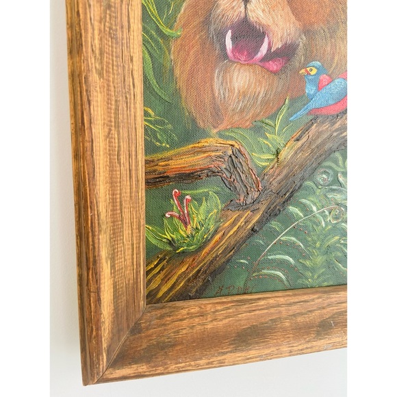 Incredible Signed & Framed Lion Painting - Picture 2 of 7